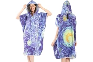 Cleminsta Poncho de Playa, Poncho de baño, Toalla de Microfibra para Poncho de Surf con Capucha Bata de Baño, Secado rápido Manta de Buceo para Surf Natación, para Hombres Mujeres Baños (B)