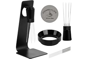 HOMELYLIFE WDT Tool Filtre à café, 51mm Kit d'accessoires pour l'espresso - 150μm Filtre à café, 8 aiguilles, agitateur de distribution de café, entonnoir de dosage pour le barista.