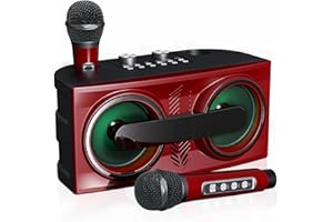 RUBEHOOW RUBEHOW Karaoke Macchina, Sistema Portatile Bluetooth PA Altoparlante con Luci LED Colorate e 2 Microfoni Wireless, Music Box con AUX/USB/TF, Singing Karaoke Set per Adulti/Bambini