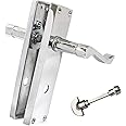 Haven Heritage Door Handle Set - Victorian Chrome Handles Latch Lock, Door Lock Handle, Lockable Door Handle, Bathroom Door Handles with Lock, Privacy Locks Bathroom, Chrome Door Handles (Bath Handle)