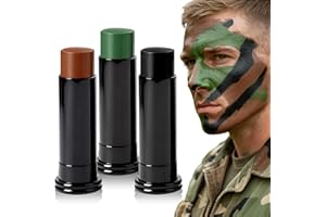GAOMESIA 3 Colori Kit Trucco Mimetico, Stick Camouflage per Viso e Corpo, Pittura Faciale Tattica per Cosplay, Halloween, Sport e per Escursioni e Attività Outdoor (Nero, Marrone, Verde)