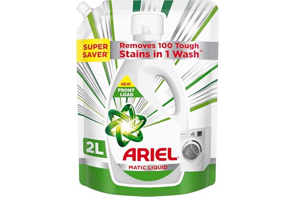 Ariel Liquid Detergent Front Load - 2L Removes 7 day dried-in Stains in 1 wash inside Washing Machine Now at Price of Powders Amazing Fragrance Protects Colours Dissolves Faster