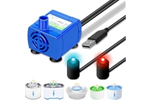 NIZIRIOO Pompa zapasowa do fontanny dla kotów, pompa wodna: bardzo cicha pompa do fontanny z diodami LED mini pompami wodnymi dla zwierząt domowych, pompa zapasowa do fontanny z kwiatami, pompa zanurzeniowa