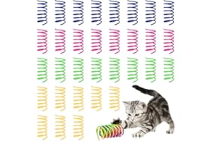 Maxentico 32 stück Katze Spirale Spielzeug, Katzenspielzeug-Set, Bunte Spiralfedern, Spring Spirale Kunststoff für interaktive Haustier-Spielwaren, um Katzen zu ärgern, und Katze Springende Spielzeug