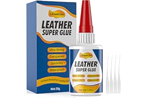 GLEAMGLEE Colla per Pelle 35g – Adesivo Trasparente e Impermeabile per Riparare Scarpe, Divani, Mobili, Sedili Auto, Borse e Altro – Colla Extra Forte a Asciugatura Rapida per Pelletteria e Tappezzeria