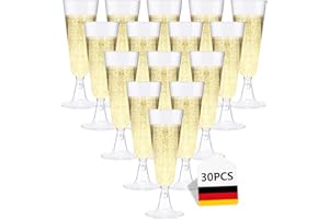 Lutranstra 30 Pezzi Flute,160ml Bicchieri Da Champagne,Calici Natalizi, Calice Riutilizzabili Trasparente Calici In Plastica,Calici Vino Per Feste, Matrimoni, Compleanni