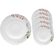 Van Well Lot de 2 assiettes à pâtes Milano avec impression 27 cm Assiette profonde en porcelaine Vaisselle gastronomique No [289] - Maison