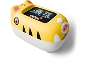 Pulox PO-230 Finger-Pulsoximeter für Kinder in Gelb, Messung von SpO2 und Puls in wenigen Sekunden - mit Stickern zum selbst bekleben