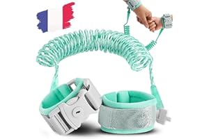 MARKETIFAR Laisse Enfant - Bracelet Enfant Sécurité VERT - Laisse Enfant Poignet de 2m - Attache Enfant Sécurité Poignet, Harnais et Poussette - Indispensable dans les lieux de foule !