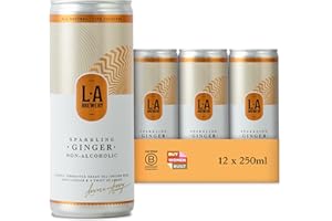 L.A Brewery Non-Alcoholic Ginger Sparkling Tea made from a Kombucha Fermentation (12x250ml) - Low Sugar | Wine & Champagne Alternative | Premium Aperitif or Mixer | Gift Pack