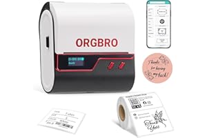 ORGBRO Etiquetadora Z3, Impresora Térmica para Etiquetas, Impresora Etiquetas Autoadhesivas para Joyería, Supermercado, Pequeñas Empresas con 1 Rollo Blanco de Etiquetas de 50x30 mm, Rojo