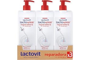Lactovit Lactourea Leche Corporal Reparadora para Pieles Normales y Extra secas con Urea ProLactic 10, Hidratación y Reparación Intensiva con Efecto Barrera, Absorción Inmediata - Pack de 3 x 400 ml