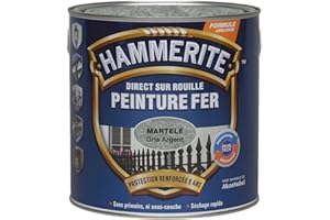 Hammerite Peinture Métal Direct sur Rouille - Anticorrosion, imperméable, direct sans sous-couche - Gris Argent Martelé 2,5 L