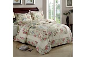 HOME MEIRONG Colcha Cama 150, Colchas Bouti Edredon Reversible Algodo Acolchado Manta, Patchwork Edredones Y 2 Funda De Almohada,Patchwork1
