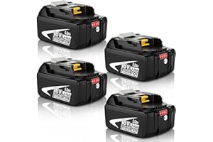 TOPBATT 4 pieces 5000mAh BL1850B Replacement for Makita Battery 18V for Makita Battery 18V 5000mAh BL1860 BL1850B BL1850 BL1840B BL1840 with LED Charge Indicator