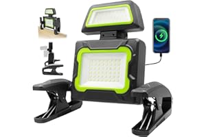SYLSTAR Baladeuse LED Mécanicien avec Pince, 30W Lampe de Travail Magnétique, 5 Modes Lampe Mécanicien avec Fonction Powerbank, Rotation à 350°, Baladeuse LED pour Réparation Auto, Atelier