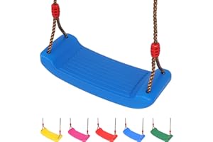 SILVER VALLEY Deluxe Garden Swing Seat for Children Kids with Adjustable Reinforced Ropes Ideal for Swing Sets and Climbing Frames (Blue)