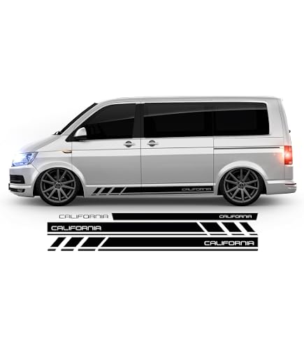 Lot De 3 Bandes Autocollantes Pour VW Transporter T4 T5 T6 | Noir, Décoratif Capot Et Side