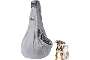 ZQSFPK Puppy Carrier Sling - Reversible Hands-Free Dog Carry Sling for Small & Medium Dogs and Cats, Soft & Comfortable Adjustable Shoulder Tote Bag for Outdoor Walking, Travel, and Shopping (Grey)
