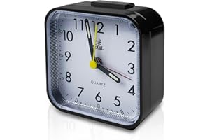 Tekenewbse Analoger Nachttischwecker mit Schlummerfunktion und Licht, batteriebetriebene Alarm Clock, Reisewecker, leiser Wecker, tragbar