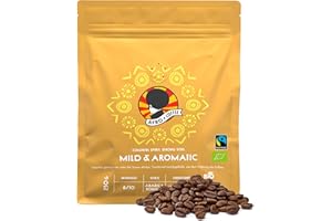 ‎AFRO COFFEE AFRO COFFEE Mild & Aromatic I 250g Premium Bio Kaffeebohnen Fairtrade I Arabica & Robusta Kaffee ganze Bohnen I Bohnenkaffee aus Ostafrika mit blumiger Note I handgepflückt, mittel geröstet, säurearm