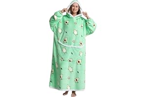 Xinlong Sweter koc, bluza oversize, ciepła, długa, uniseks, z kapturem, kieszeniami, z kapturem, koc damski, sweter koc, męski, awokado., jeden rozmiar