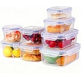 BARGAIN FACTORY Leak Proof Food Storage Containers 16PCS (8 Container + 8 Lids) Airtight Plastic Food Containers with Lids Pa