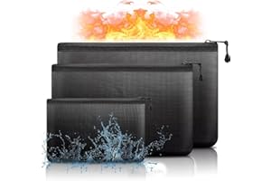 TISKGG Fireproof Document Bag Briefcase with Zip, Set of 3, Waterproof Bag (DIN A4 & A5), Up to 1100°C Fibreglass, Protection Against Fire and Splash Water for Documents, Valuables Safe