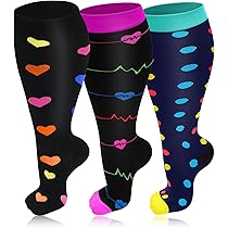PUTUO Large Calf Flight Socks: Plus Size Compression Sock For Men
