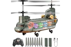 XIKOTEC Hélicoptère Télécommandé Militaire, Hélicoptères Radiocommandés Enfant avec Lumières LED, Décollage/Atterrissage en Un Clic, Maintien d'Altitude, Hélicoptère RC Jouets Cadeaux pour Enfants Garçons 8+