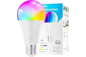 UPXNBOR E27 Smart Bulb, Alexa Light Bulb A19, WiFi Smart Light Bulb 9W, 16 Million Colours, Dimmable RGB, Works with Alexa & Google Assistant, Schedule & Timer, Energy Saving, 2.4GHz Only, 1 Pack