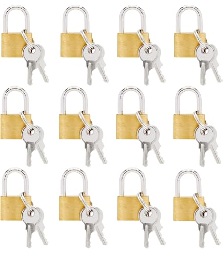 4 Cadenas à Clé Cieex - Laiton - 4x3x0.8cm - Étanche - Pour Valises, Casiers, Sacs