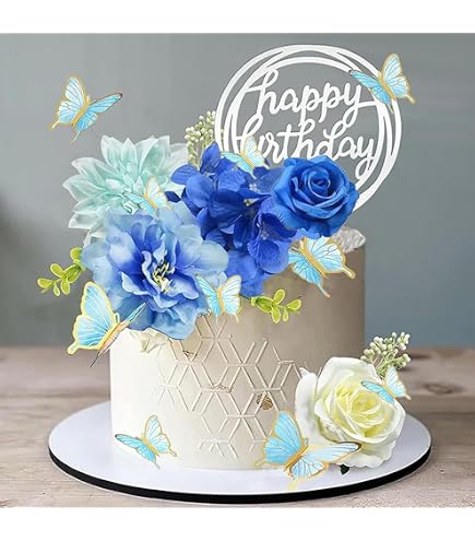 24 Topper Per Cupcake 'Sweet Home' Con Glitter E Chiave, Per Inaugurazione Casa E Festa Di Benvenuto, Blu