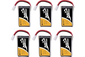Tattu 1S Lipo Batterie 600mAh 3,7V 30C 1S Batterie avec connecteur Molex pour Blade SR120/mQX/QX180(6 Pièces)