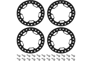 YINETTECH 4 szt. 4,8 cm felgi zewnętrzne ze śrubami koła koraliki pierścienie zamienne kompatybilne z TRX4 SCX10 90046 D90 90048 do 1:10 RC Crawler Axial Black