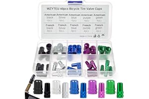 WZYTEU 40 Pcs Bouchon Valve, Multicolore Bouchon Valve Velo en Alliage d'Aluminium pour Vélo VTT Anti-Corrosion Anti-Fuite Anti-Poussière (Française + Américain)