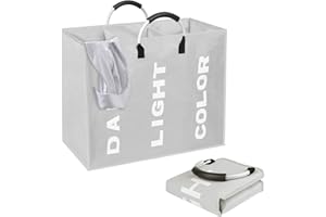 O'woda Cesto per Biancheria con 3 Scomparti, Cesto Portabiancheria di Grandi Dimensioni, Portabiancheria Sporca con Manici (Grigio)