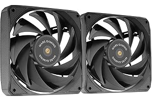 MARS GAMING MARSGAMING MF-NCLX2, Kit 2x Ventole Ultrasilenziose 120mm, Design Pale Ibride, Ventole 2in1 con Cuscinetto FDB in Rame Iperbilanciato, Sistema di Connessione PWM, Pads Antivibrazione, Nero