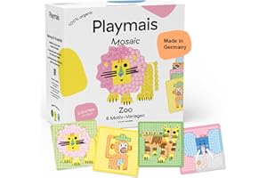 Playmais Mosaic Zoo | 2300 Teile | Bastelset | natürliches Spielzeug | inkl. Schwämmchen, 6 Motiv-Vorlagen | vegan, verantwortungsvoll & sicher für Kinder & Umwelt | Weihnachts-Geschenk