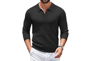 COOFANDY Polo Pullover Herren Strick Poloshirt Langarm Strickpullover mit Polokragen Business Pullover Polo Pulli Sweater Winterpullover