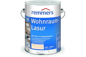 Remmers Wohnraum-Lasur weiß, 2,5 Liter, Holzlasur innen, für Möbel, Böden, Innentüren und Treppen geeignet, mit Abperleffekt