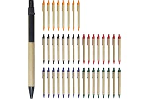DUGEGAYL Ensemble de 40 Stylos en Papier Kraft Écriture Douce, Confortable et Durable, Idéal pour Enfants, Étudiants, Enseignants et Professionnels
