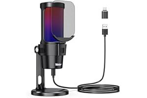 Veetop USB Computer Microphone,Gaming Condenser Microphone RGB Mic with Mute Button, Pop Filter, PC Mic for Gaming YouTube Podcasting Streaming Recording, Twitch, PS4/5 PC Gamer on Mac&Windows