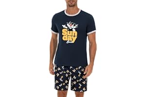 Demegimi Pijama Hombre Algodón Pijama de Verano Divertido Hombre Conjunto Pijama Hombre Verano Manga Corta Pijamas para Mangas Camiseta Cortas con Bolsillos