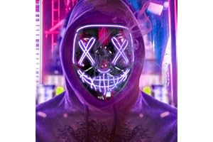 Maxee Maska LED na Halloween z 3 trybami oświetlenia, świecąca maska na Halloween, oświetlenie, straszna maska grymasowa, maska z trupią czaszką, na karnawał, imprezy kostiumowe, cosplay, imprezy