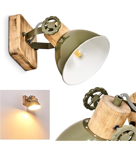 Lampada Da Parete Regolabile HOFSTEIN - Stile Vintage In Metallo/legno - Foto 5