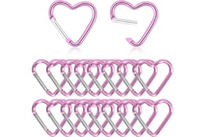 Irikdescia Lot de 18 porte-clés à clip en forme de cœur - En alliage d'aluminium - Accessoires pour le camping, la randonnée, le sac à dos