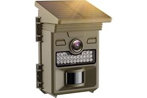 VOOPEAK Cámara de rastreo con energía solar 32MP 1080P Disparador de 0,1 s Batería incorporada de 4400 mAh Vision nocturna activado por movimiento IP66 Impermeable para el Monitoreo de Vida Silvestre