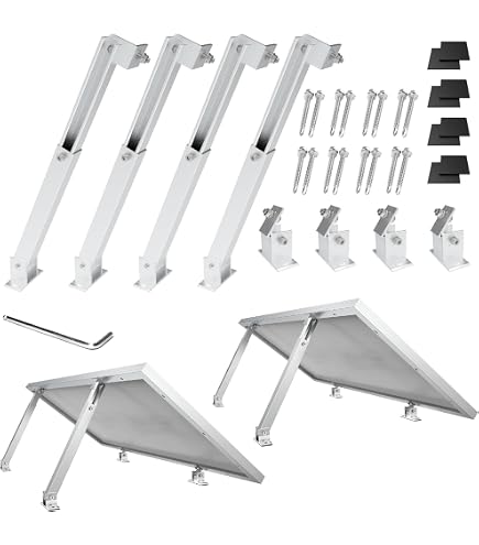 4 Supports Réglables Eulenke Pour Panneaux Solaires - Angle 0-60° - Pour Balcon, Toit Plat