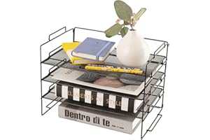 ZNMYDMT 3-stufiges Stapelbare Briefablage, Büro-Schreibtisch-Papier-Organizer, Aktenfächer, Schreibtischhalter für Papierbriefzubehör, Metall-Aktenordner für Schule, Zuhause, Bürobedarf